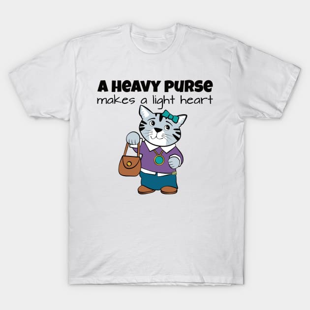 Heavy Purse Light Heart Cat T-Shirt by Sue Cervenka
